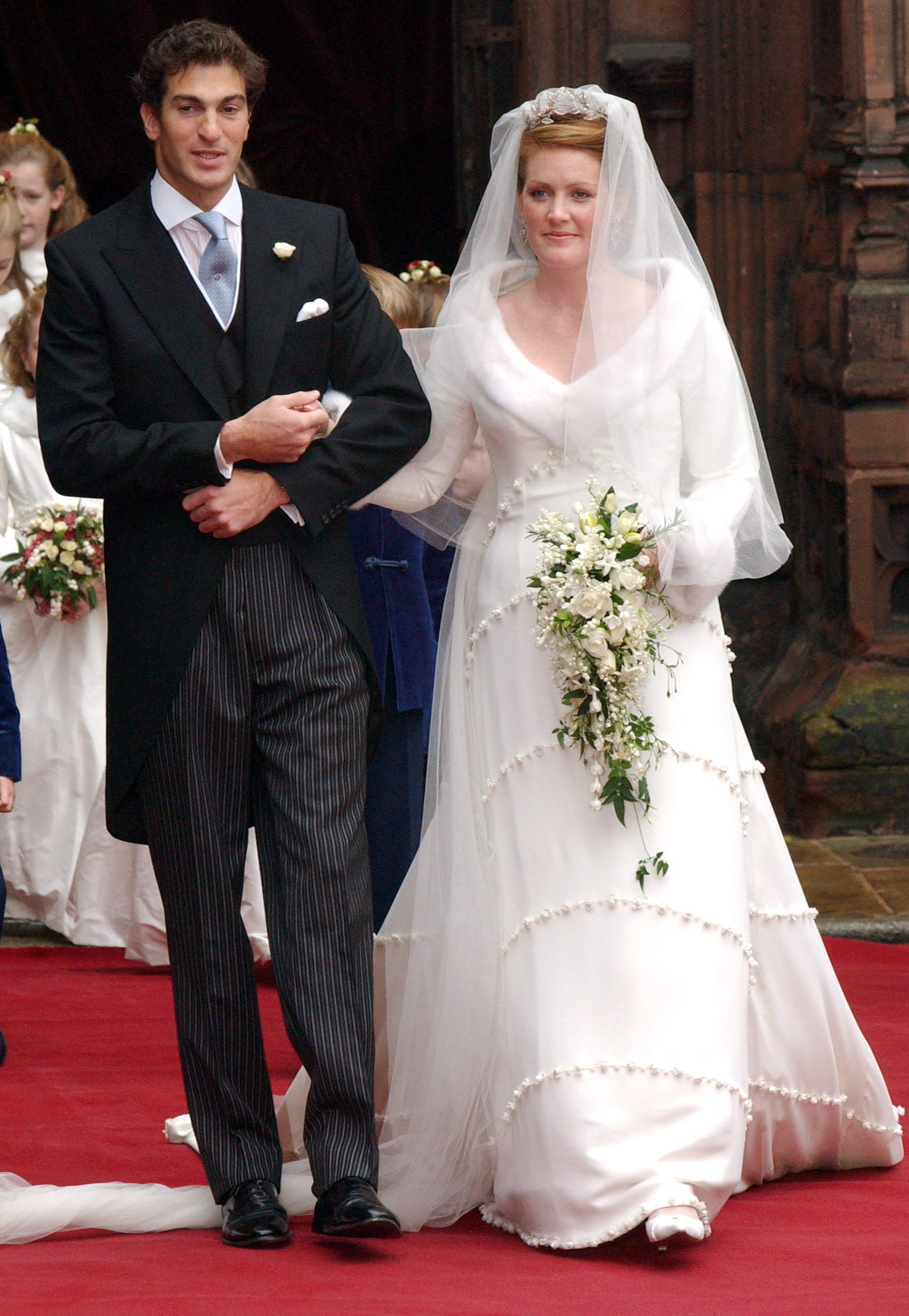 A Westminster wedding at Chester Cathedral, a dazzling tiara, and a scandalous royal no-show: looking back at the nuptials of Lady Tamara Grosvenor and Edward van Cutsem as the Duke of Westminster’s sister graces the Wimbledon royal box