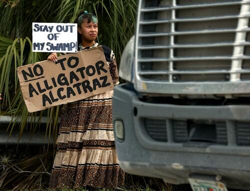 Protesters Outraged As Trump Expected To Visit ‘Alligator Alcatraz’ in Florida